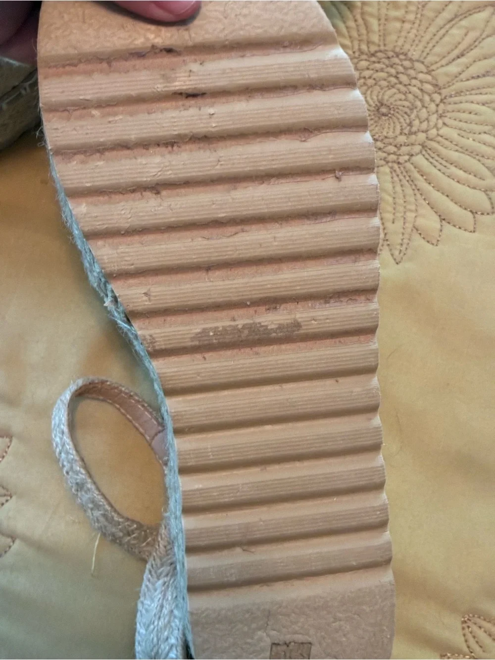 Matisse Beige Woven Espadrille Platform Sandals. Ankle buckle